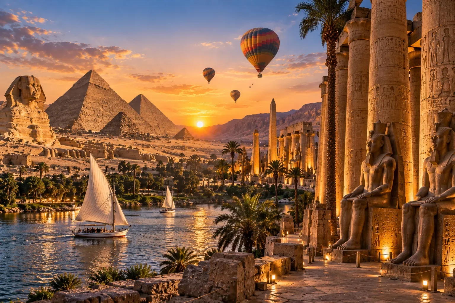 Altägyptische Tempelsäulen in Luxor