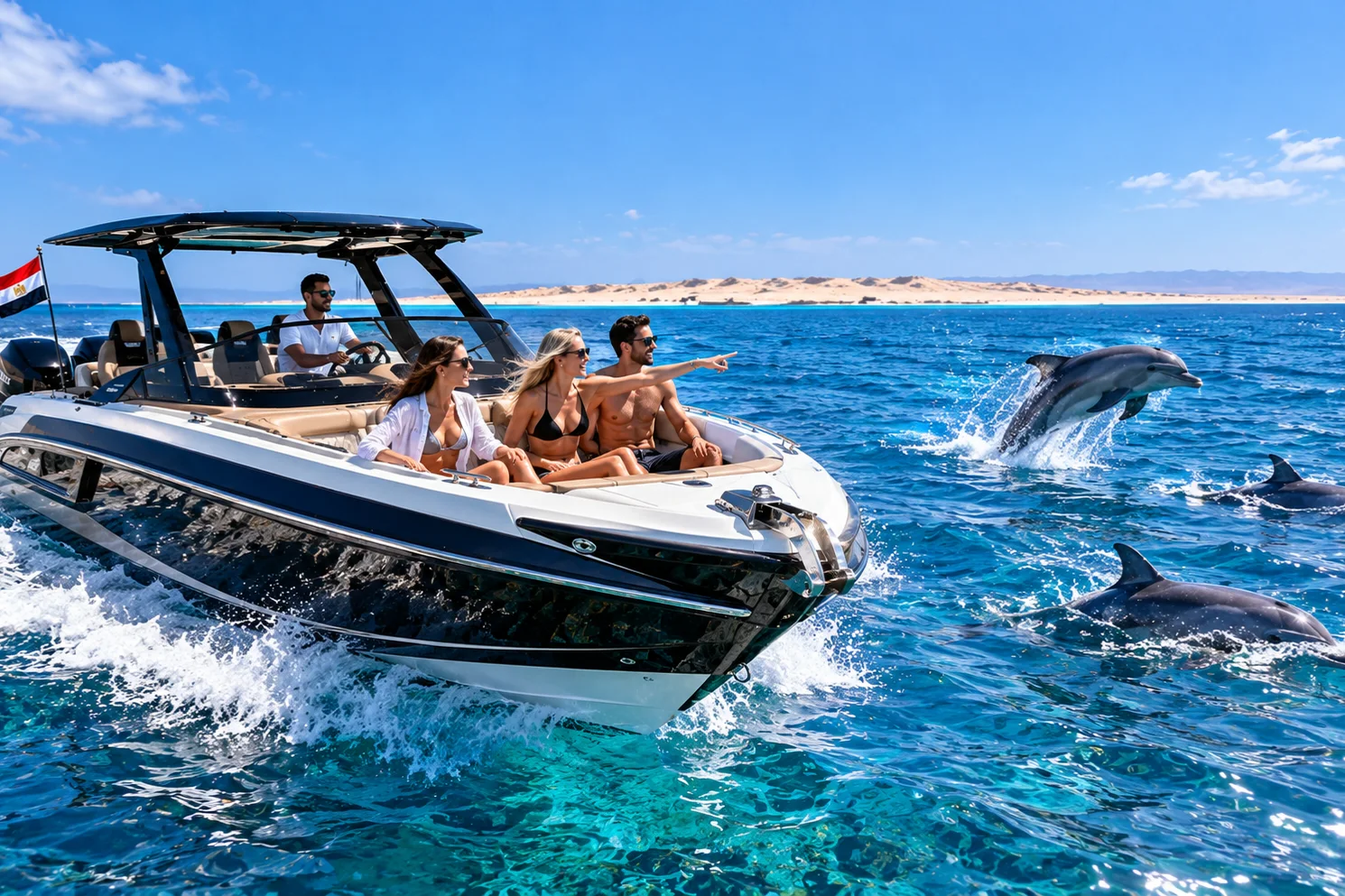 Türkisfarbenes offenes Meer vor Hurghada aus der Vogelperspektive