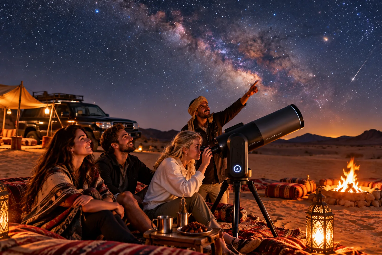 Klarer Sternenhimmel über einer Wüstenlandschaft bei Hurghada
